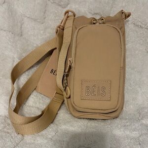 BEIS Tan Water Bottle Sling with Zip Pouch